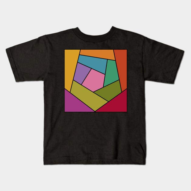 Crazy Quilt Block Kids T-Shirt by Slightly Unhinged